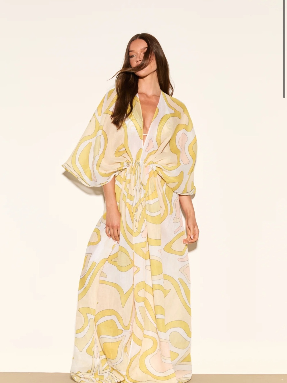 NEW WITH TAGS SUN TRACE YELLOW KIMONO